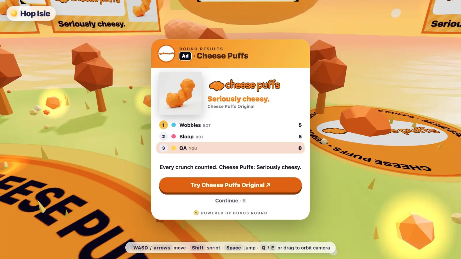 Sponsored leaderboard at the end of a Bonus Round